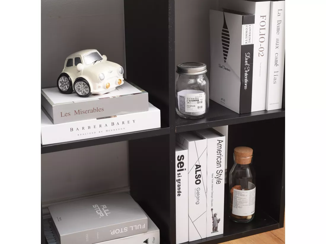 Bibliothèque Etagère Moderne Noir 6 Cubes Mdf Salon 97,5x97,5x29