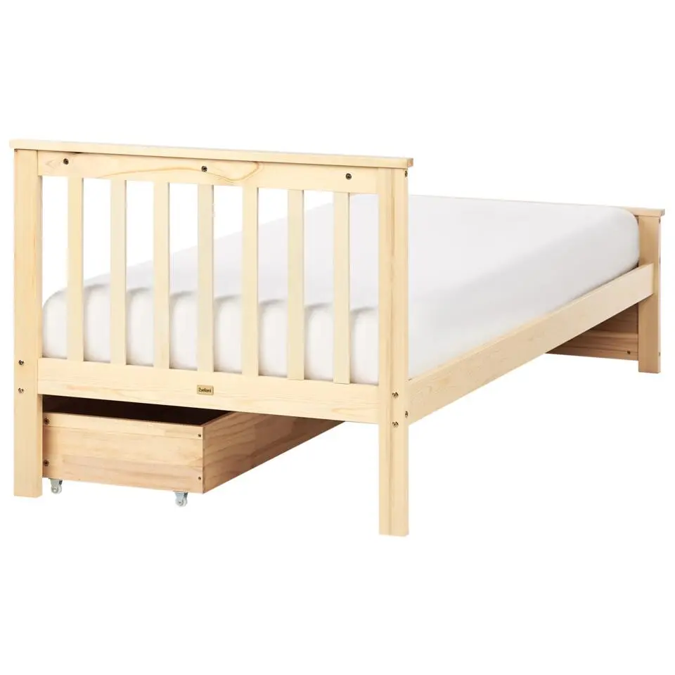 OLENDON - Bed met opbergruimte - Lichtbruin - 90 x 200 cm - Dennenhout