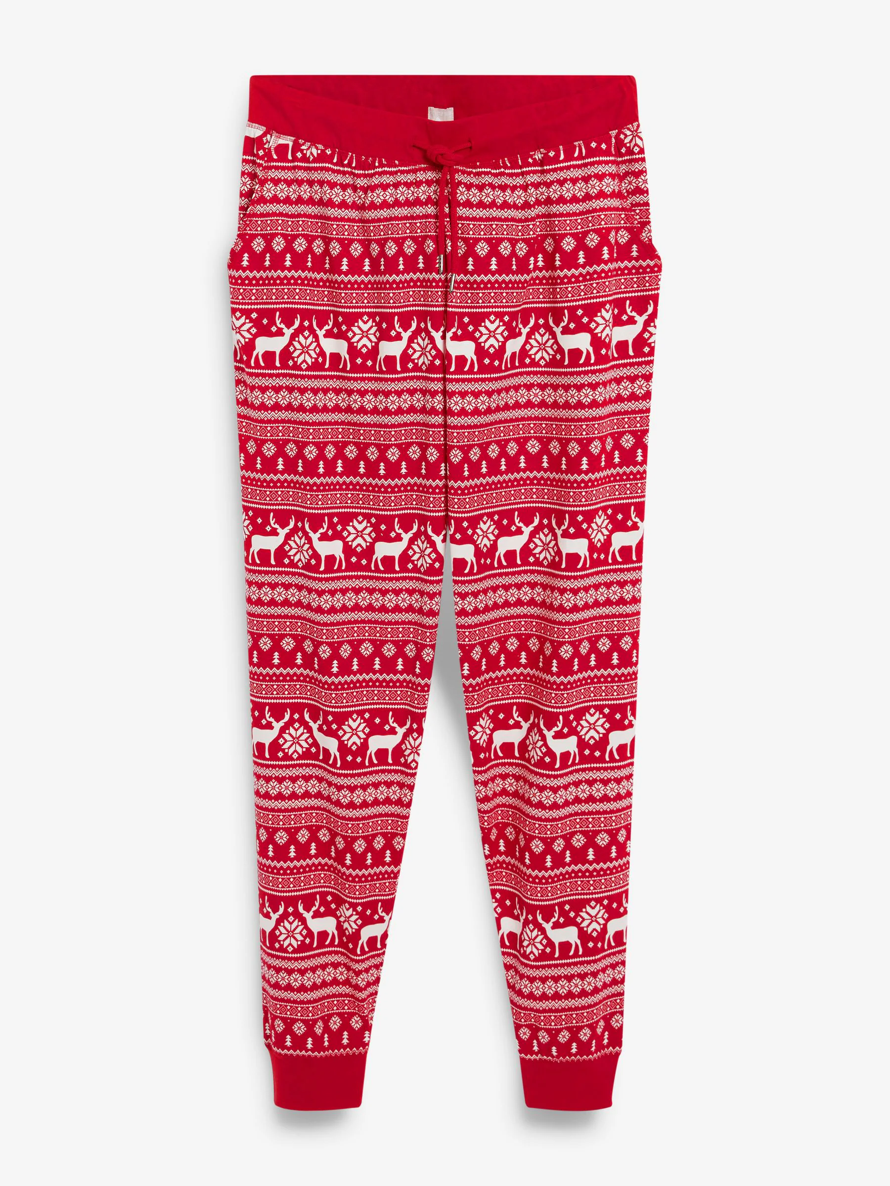 Rood - The Little Tailor kerstpyjama voor heren met rendier en fairisle-patroon