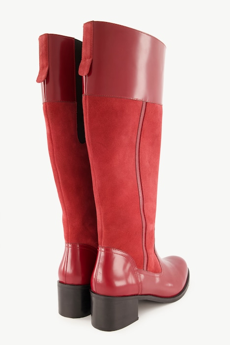 Lederstiefel, XXL-Schaft, Zipper, Veloursleder, Weite H