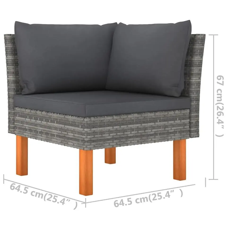 vidaXL - Loungeset - Grijs - Poly rattan - 5 stuks - Met kussens