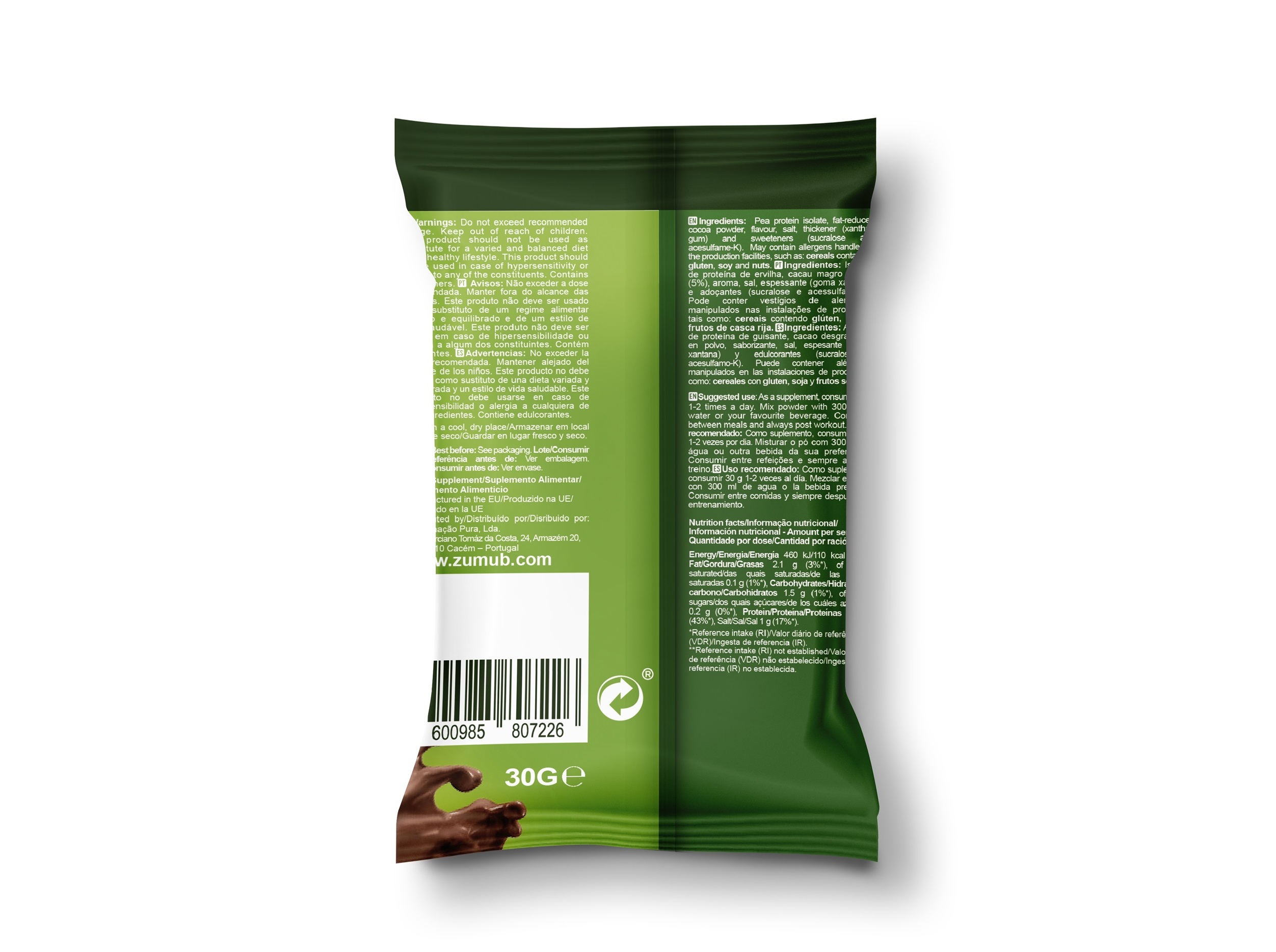 PROTEINA VEGAN ZUMUB CHOCOLATE 30G