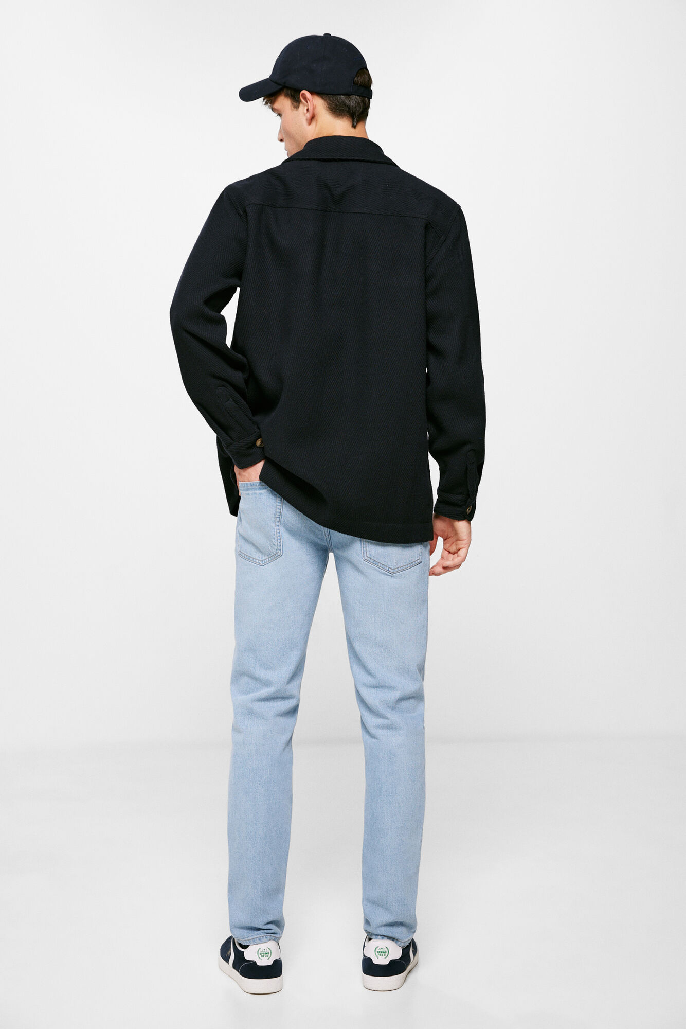 calça jeans slim de lavagem clara