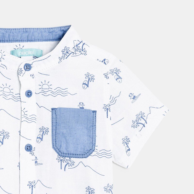 Chemise imprimée petit col blanche bébé garçon Blanc
