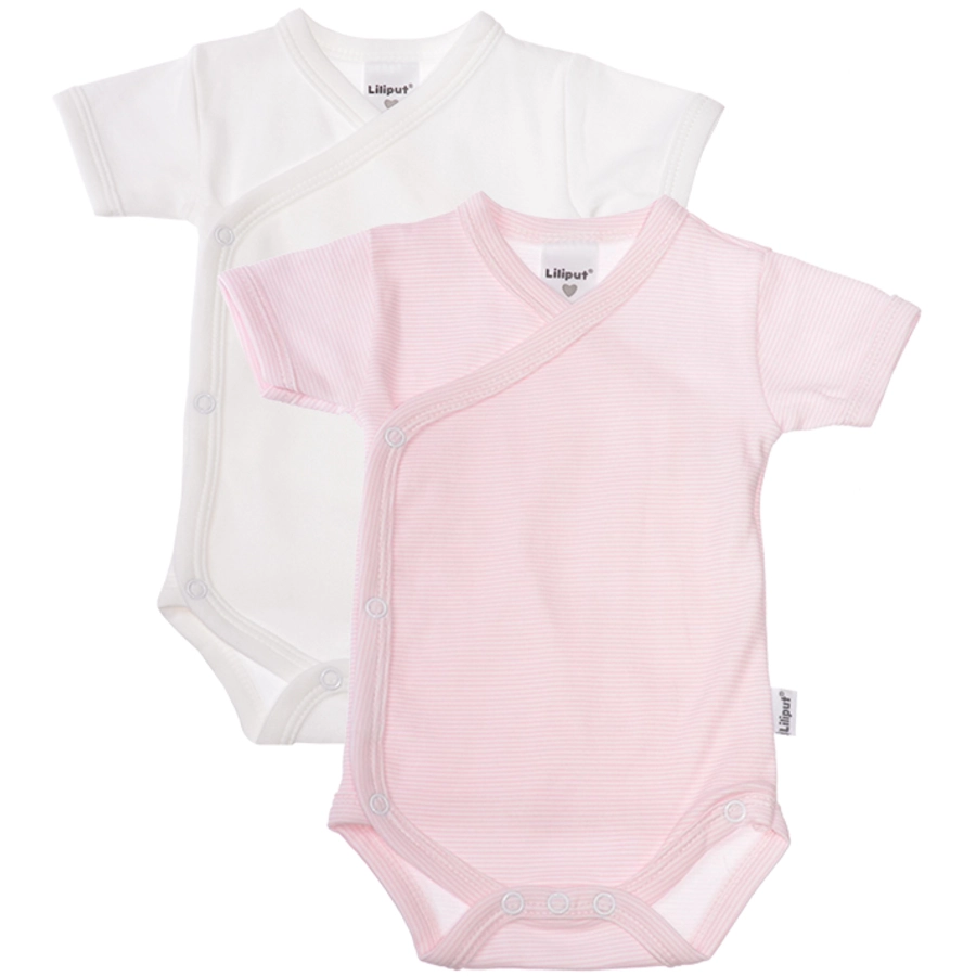 Liliput Kurzarm-Wickelbody 2er-Pack weiß rosa-gestreift