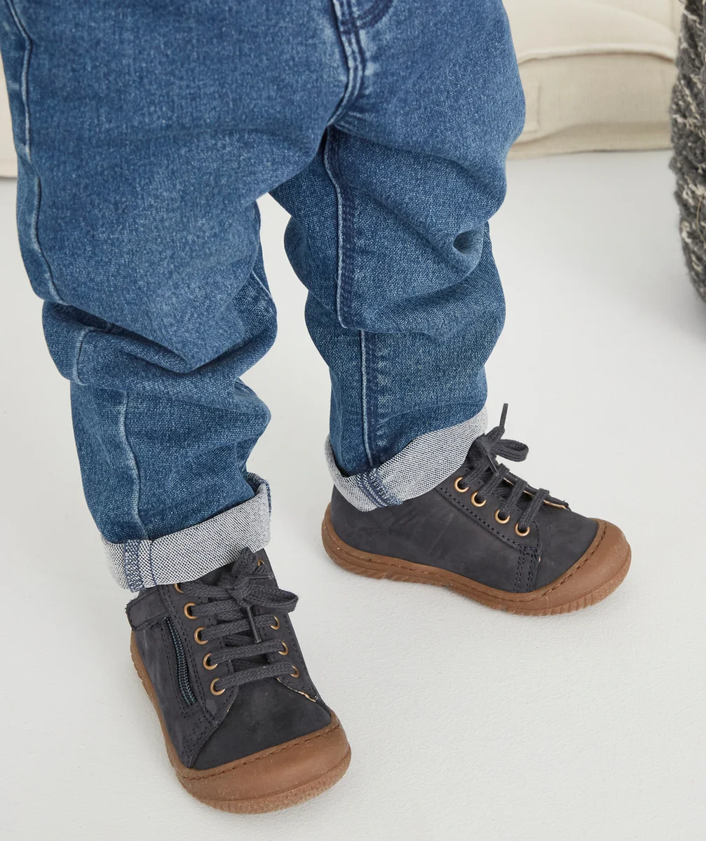BOPYBOTTINES PREMIER PAS BÉBÉ BLEU MARINE EN CUIR