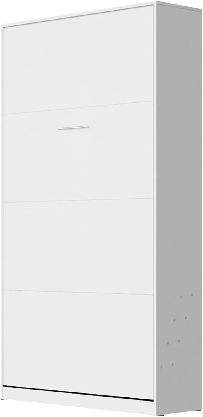 SMARTBett Schrankbett Classic mit Gasdruckfedern 100x200cm Vertikal Weiss | Wandbett, Wandklappbett fürs Gaestezimmer, Buero, Wohnzimmer, Schlafzimmer