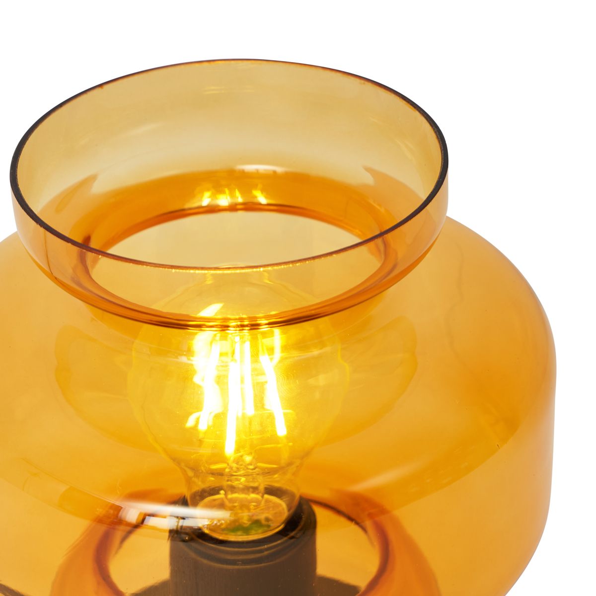 Retro tafellamp zwart met oranje glas - Denise