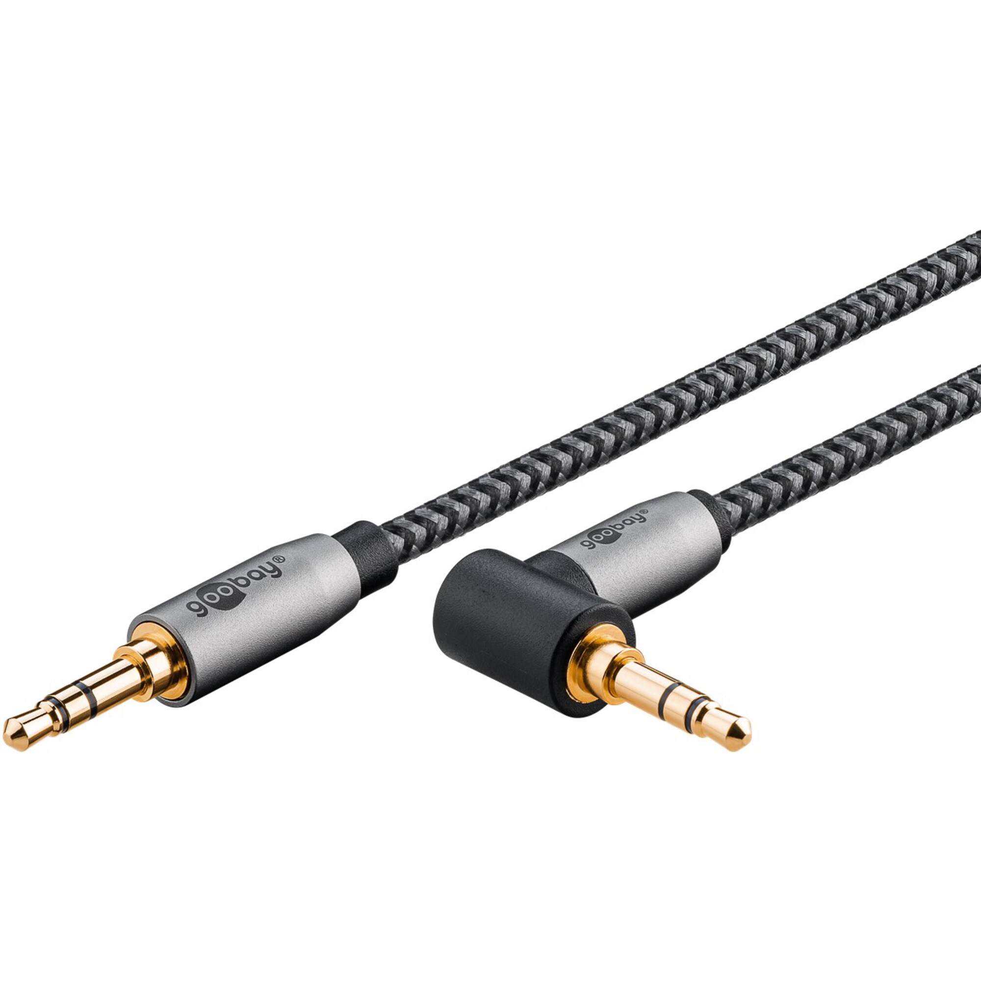 goobay Kabel Plus Audio Verbindungskabel AUX 3,5mm stereo, 90°