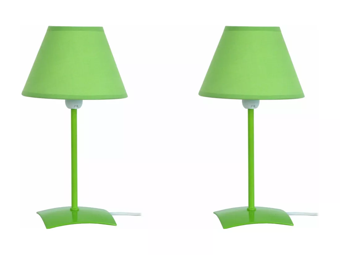 Pair de Lampes de chevet droit métal vert 29 cm.
