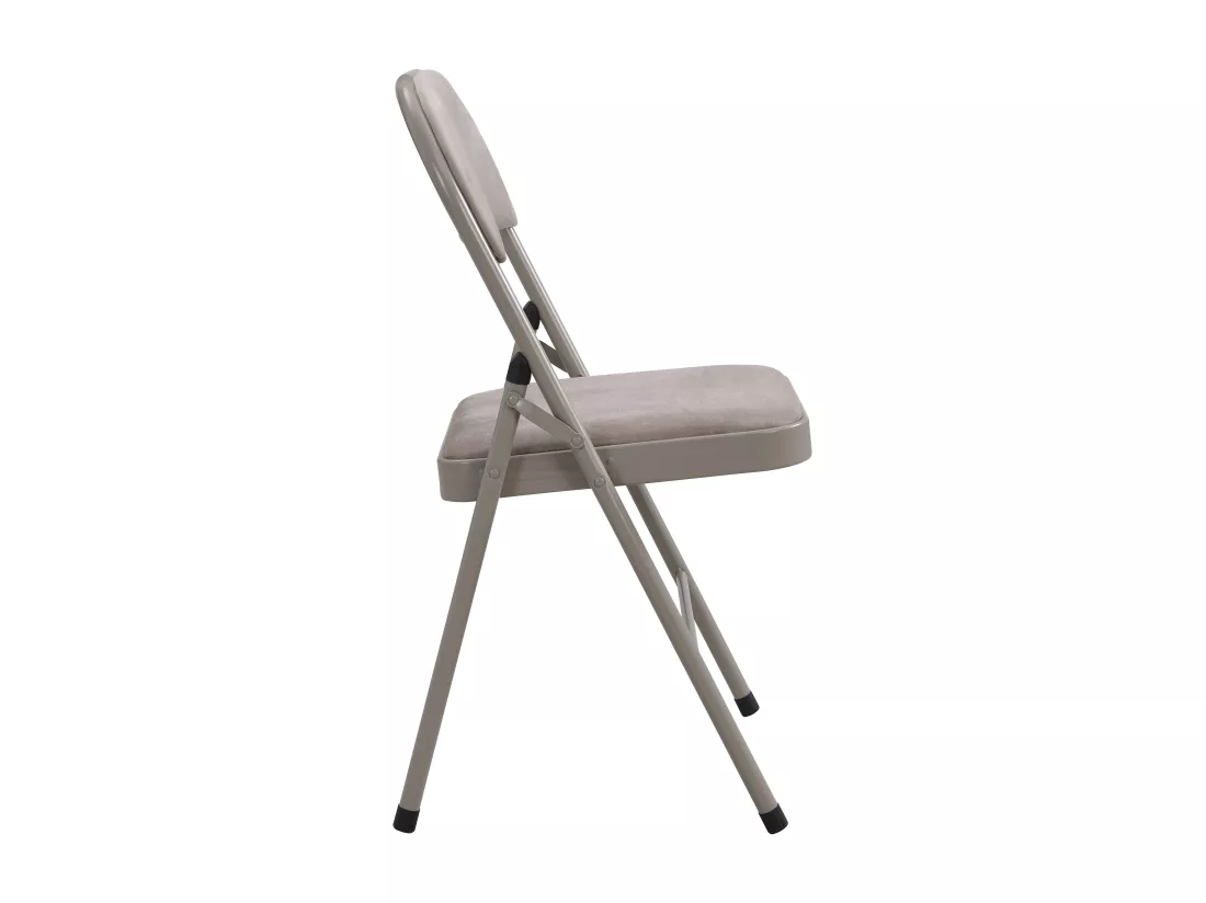 Lot de 2 chaises pliantes en velours et métal - Taupe - ORTENSIA