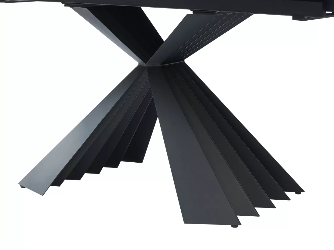Table à manger extensible 4 à 8 personnes en céramique et métal - Effet marbre blanc et noir - BEKIM de Pascal MORABITO