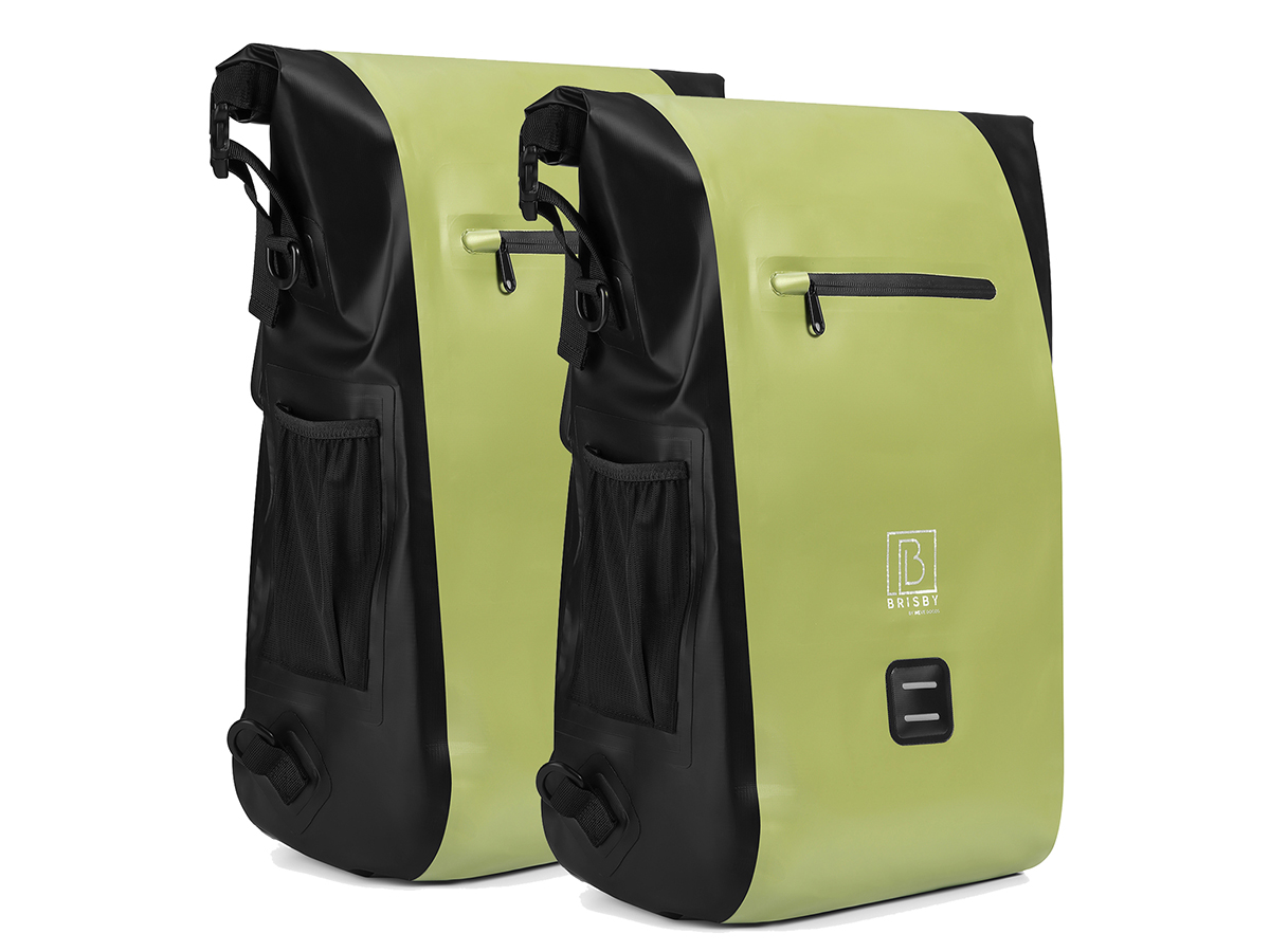 Brisby 3 in 1 waterdichte rolltop Green fietstas - Set van 2