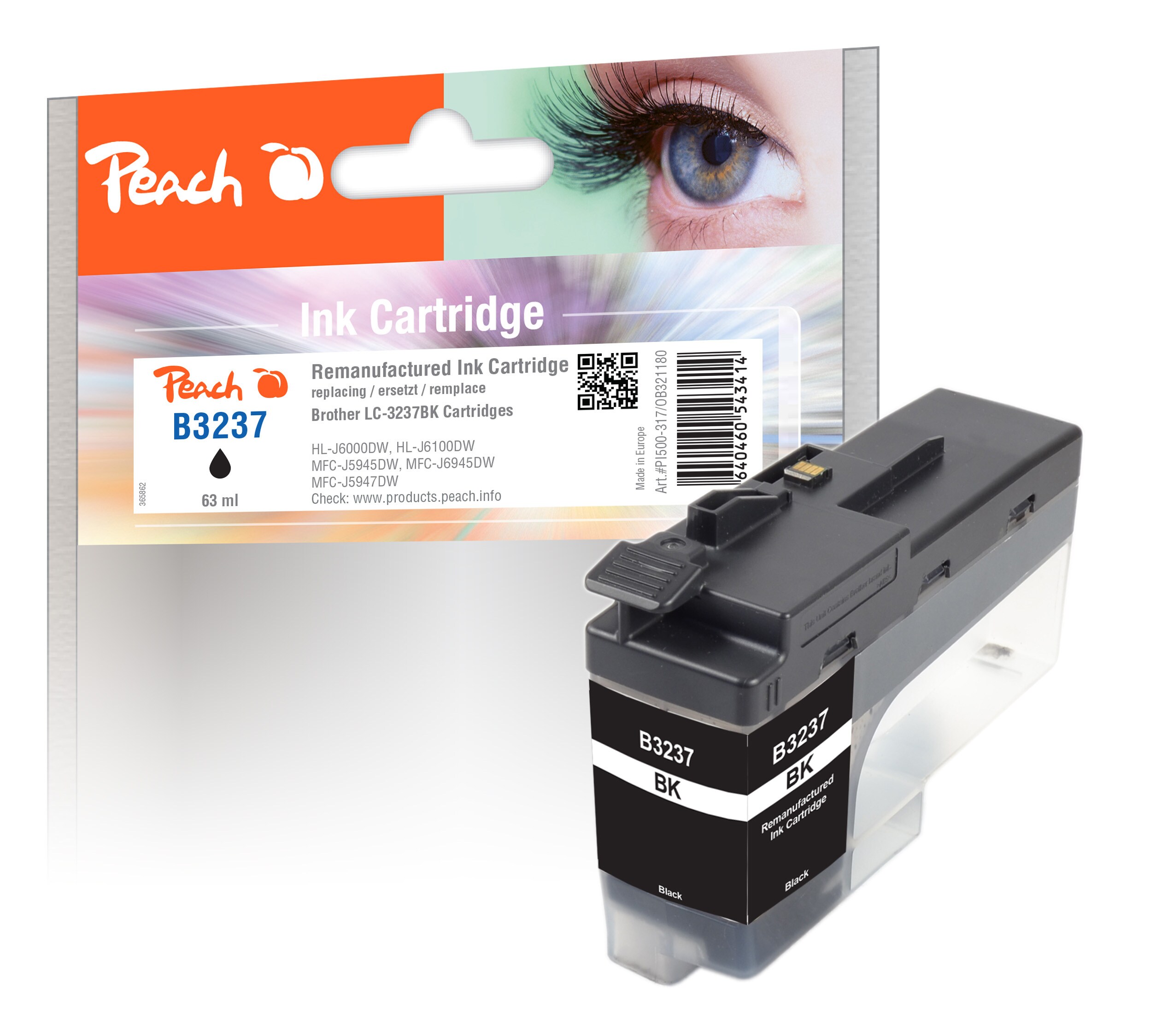Peach B3237 BK Druckerpatrone bk ersetzt Brother LC-3237BK für z.B. Brother HLJ 6000 DW, Brother HLJ 6100 DW, Brother MFCJ 5945 DW (wiederaufbereitet)
