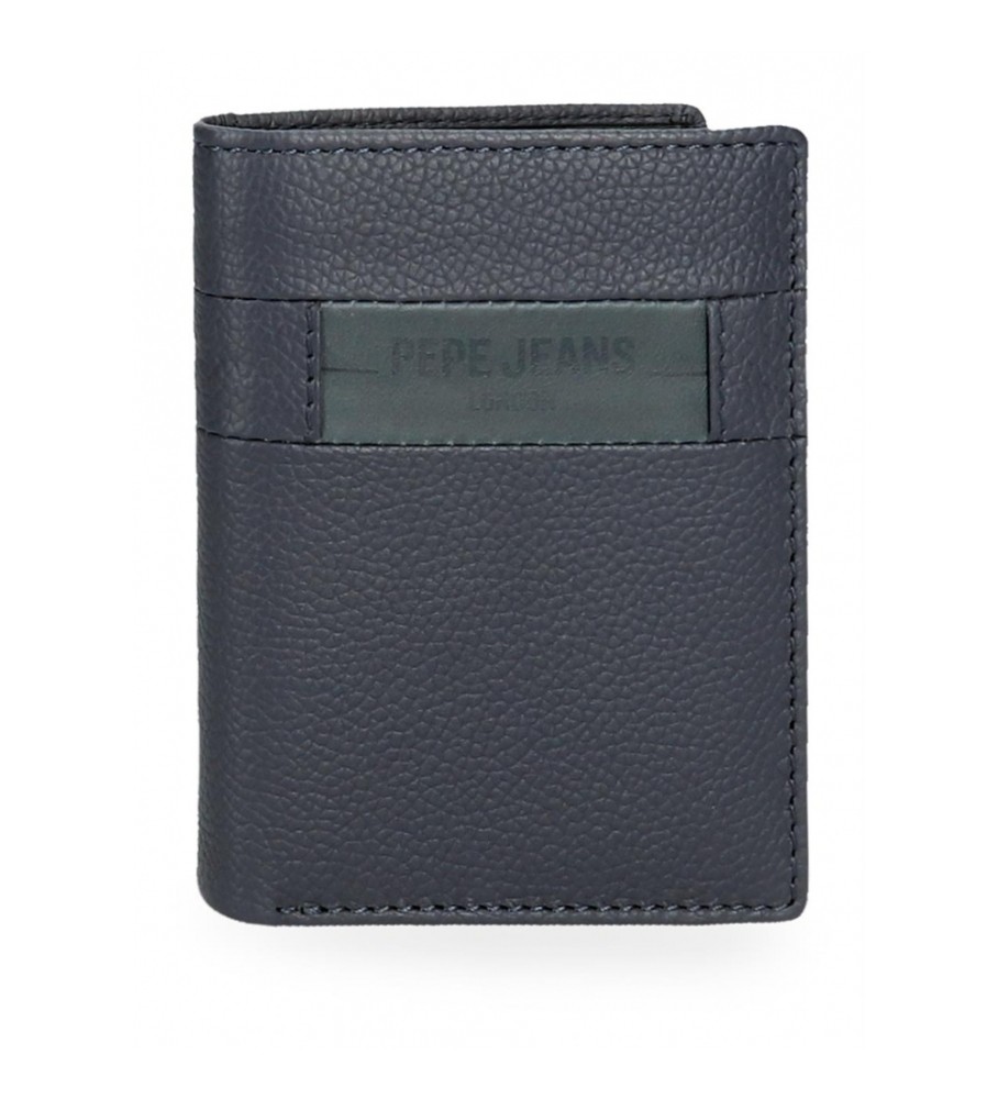 Carteira de couro Pepe Jeans com estampa de caixa de seleção vertical azul marinho