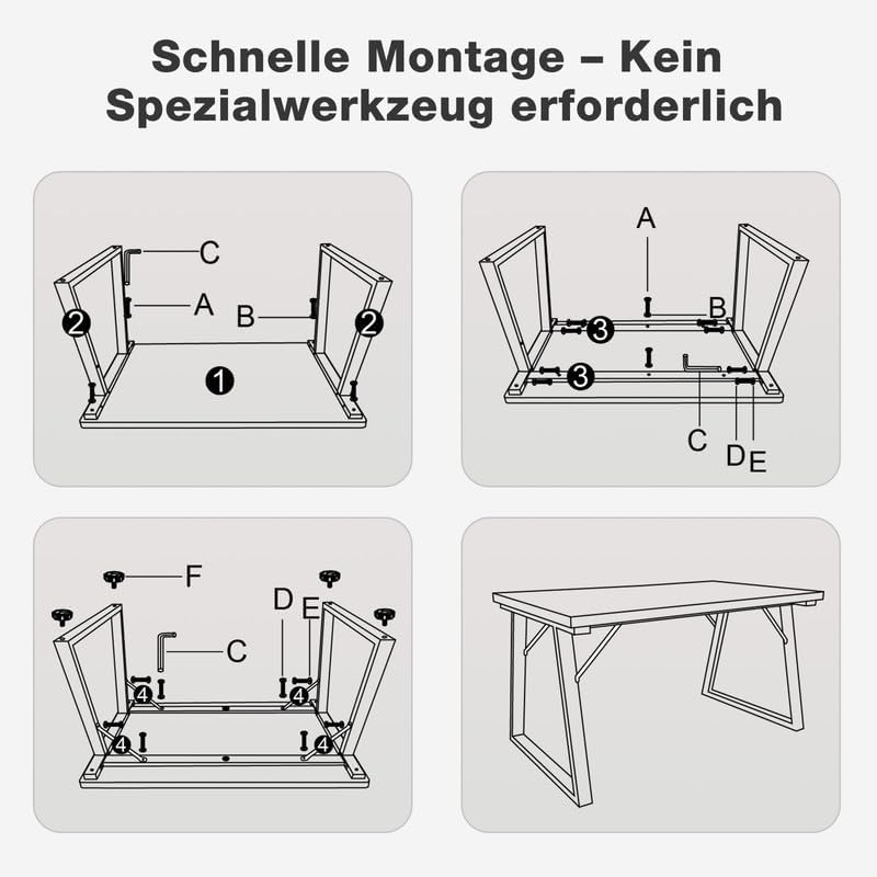 Esstisch im modernen Design für 4–6 Personen mit großer Tischplatte – wahlweise 140×80×75 cm oder 120×60×75 cm