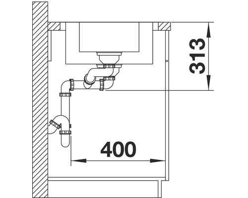 Blanco CLASSIMO 6 S-IF spoelbak, 1000 x 500 mm, geborsteld roestvrij staal, 525329, 1 bak met afdruiprek, bak rechts
