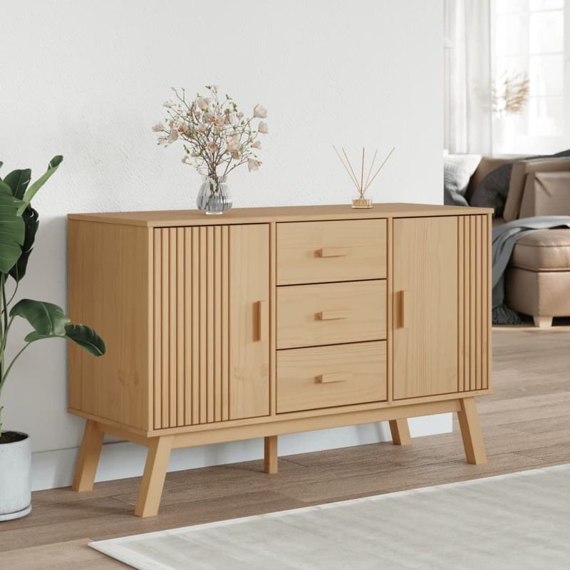 vidaXL Dressoir OLDEN - Bruin - Massief Grenenhout - Scandinavisch Design