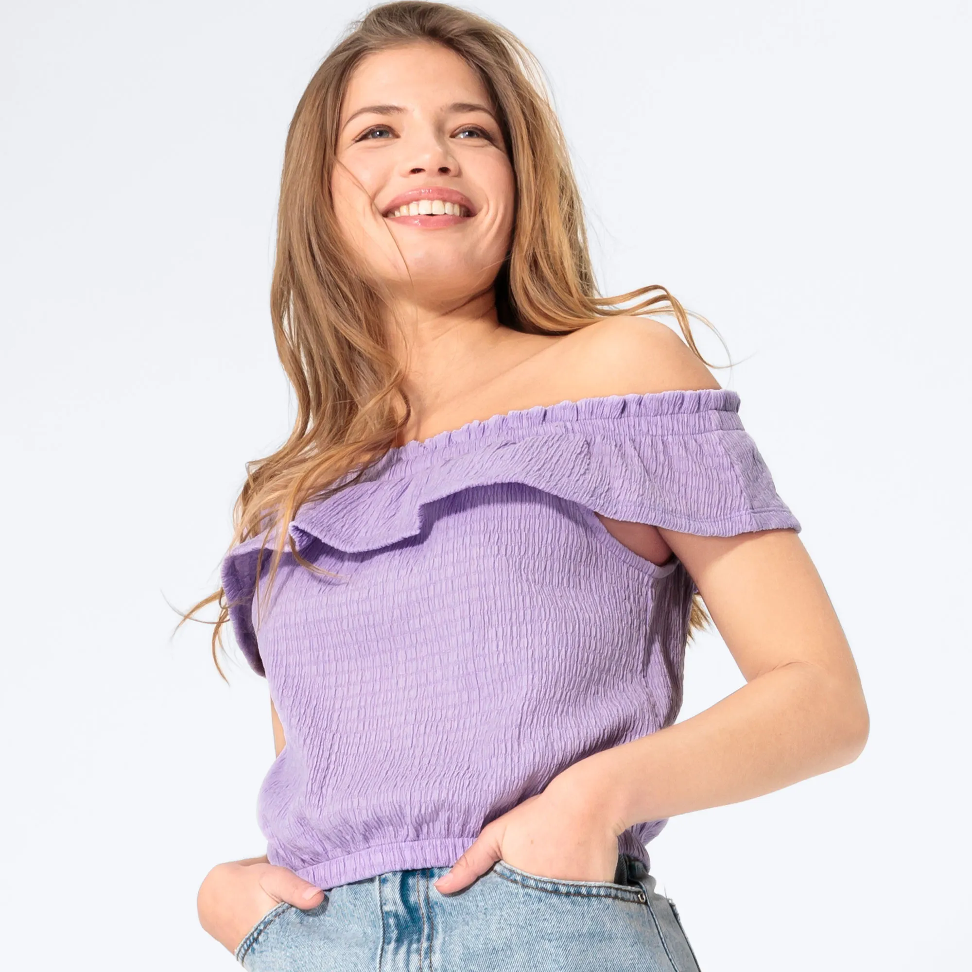 Damen-Bluse mit Carmen-Ausschnitt