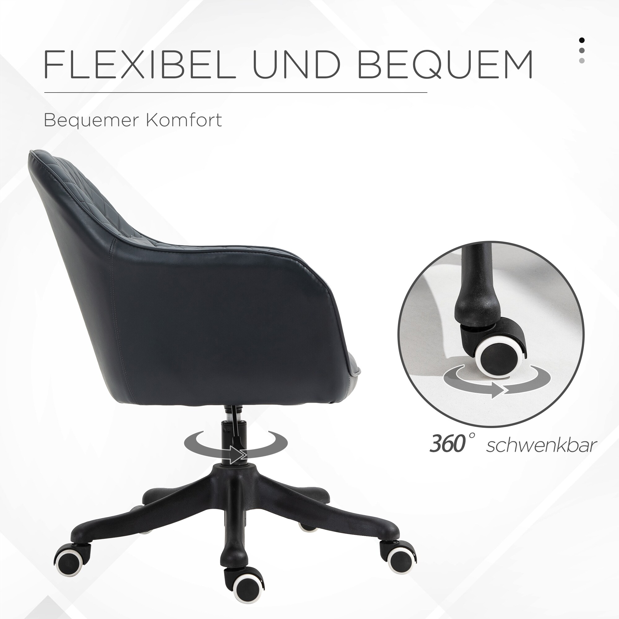 Vinsetto Drehstuhl inkl. Lendenkissen mit Vibrationsmassage dunkelgrau 55 x 65 x 79-89 cm (BxTxH)