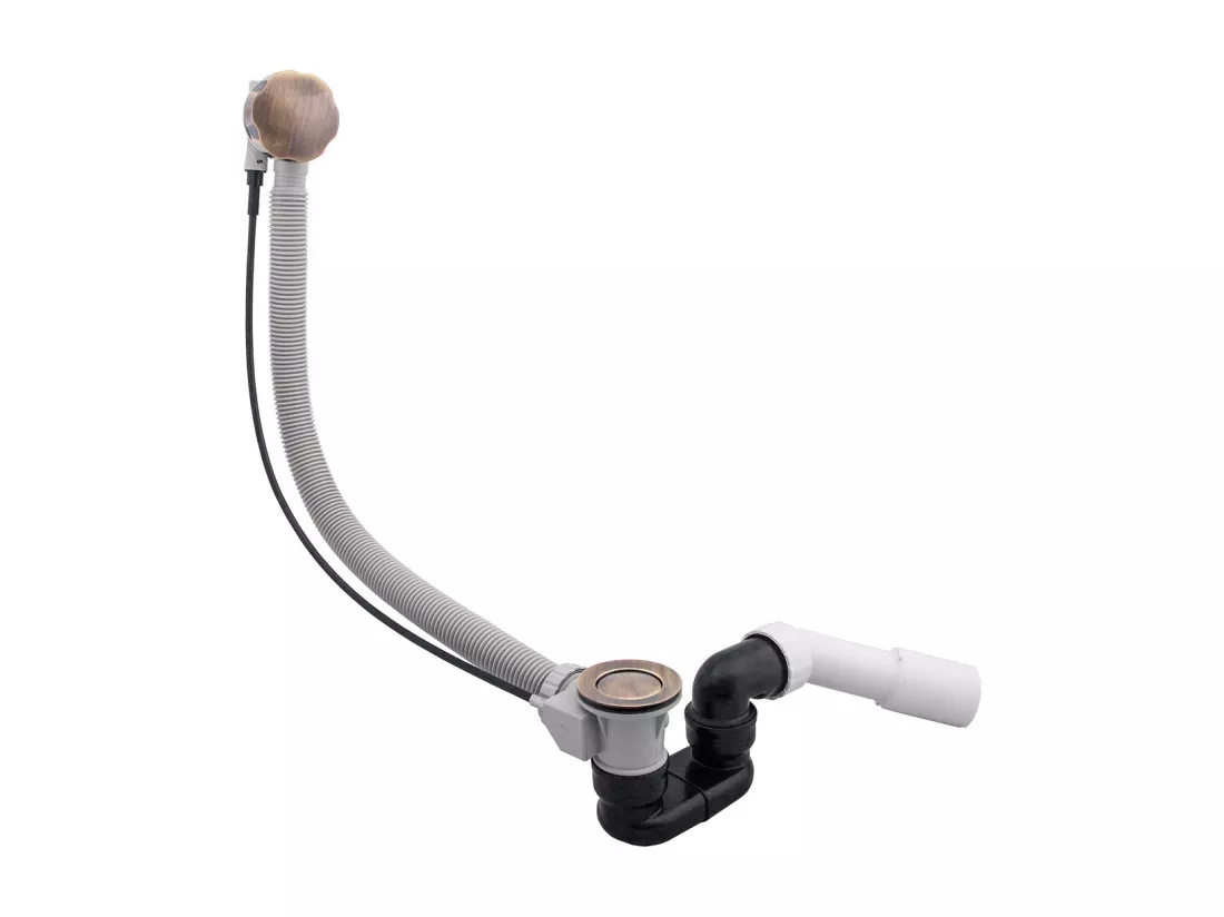 Ensemble de vidange de baignoire avec bonde extra-plat en laiton - Bronze antique