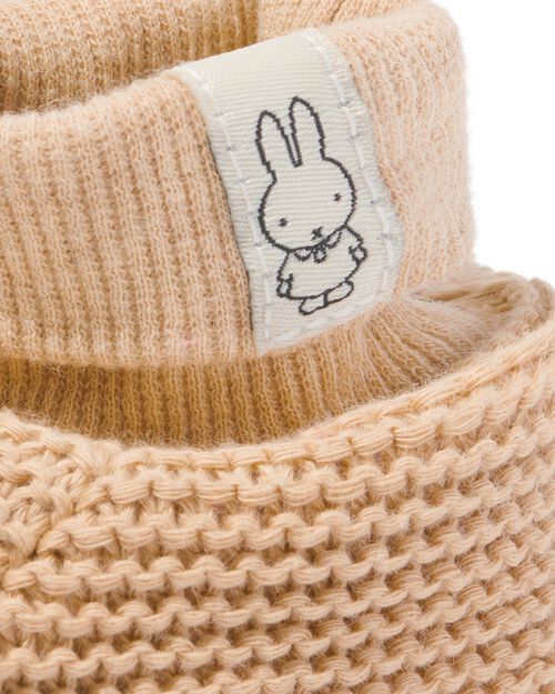 chaussons nouveau-né Miffy en maille marron clair