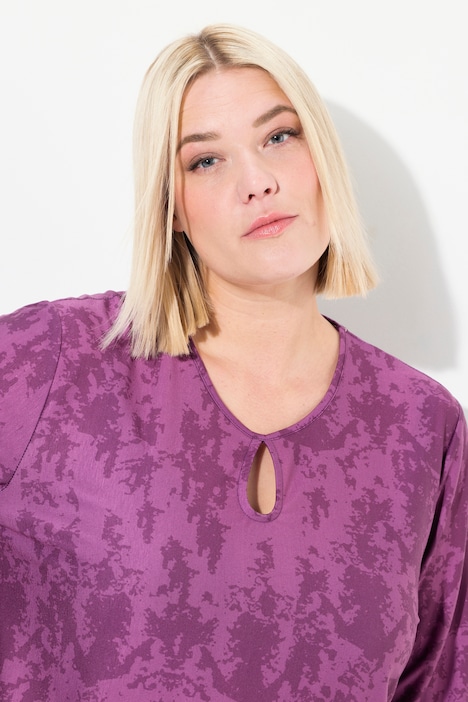 Longshirt, A-Linie, Alloverdruck, Saumbordüre