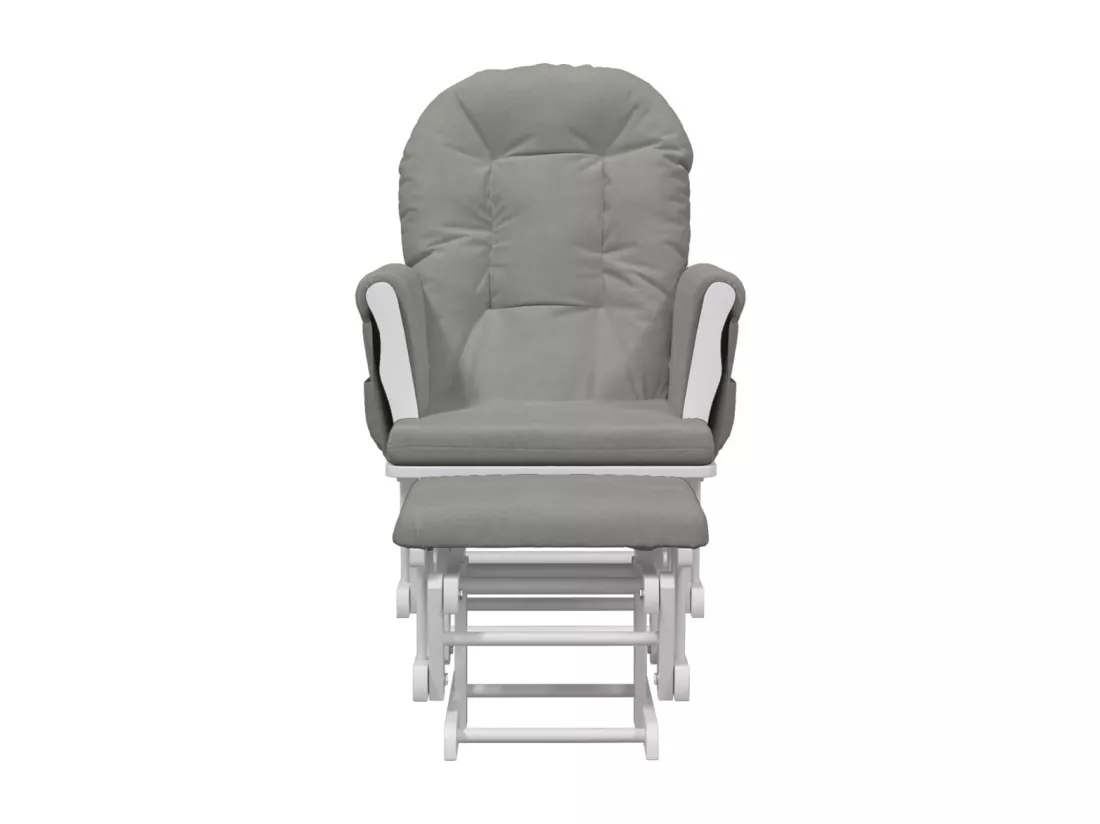 Chaise berçante avec repose-pied Gris clair Tissu