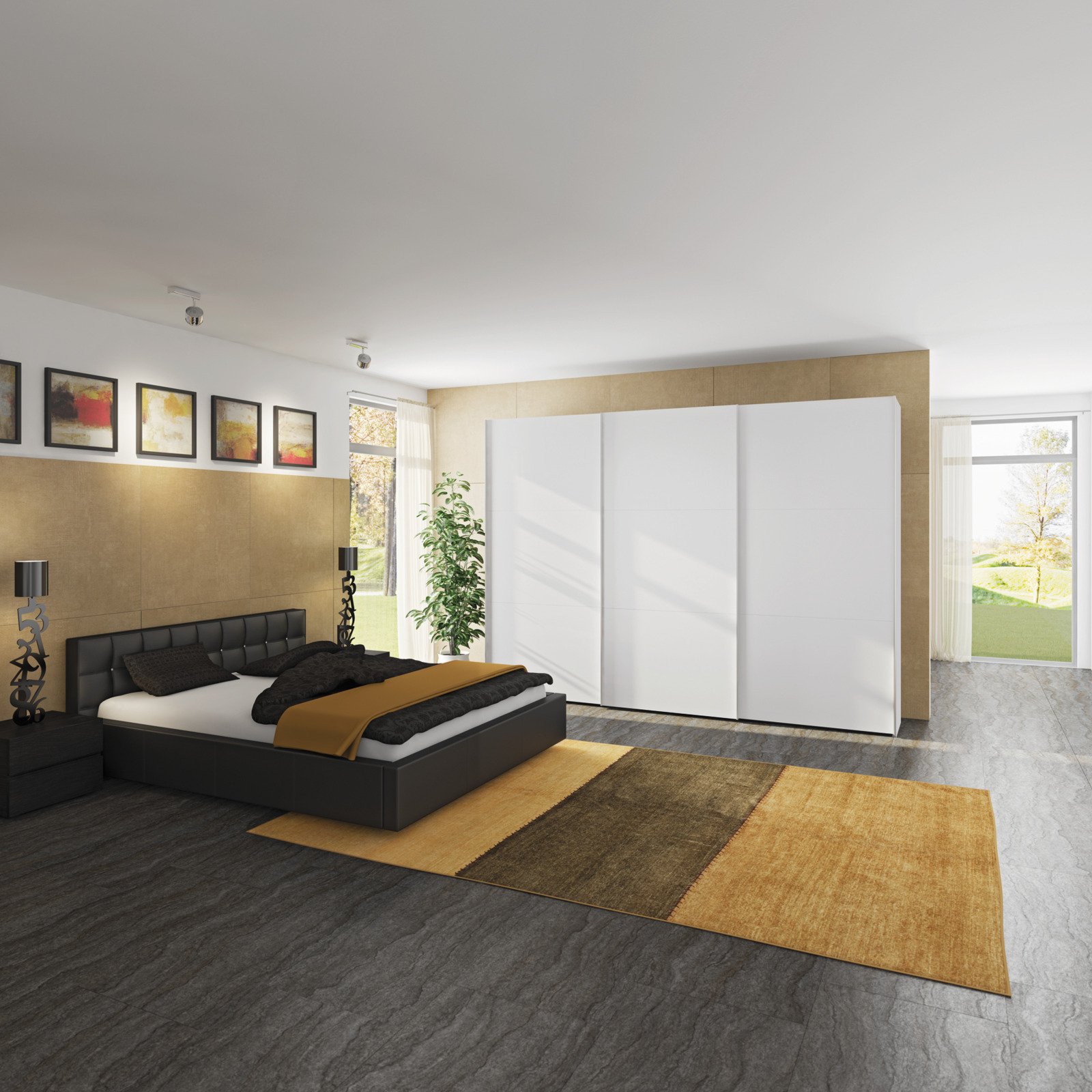 Schwebetürenschrank Schweizer 101 weiss 153 x 215 x 65 cm, 153 cm