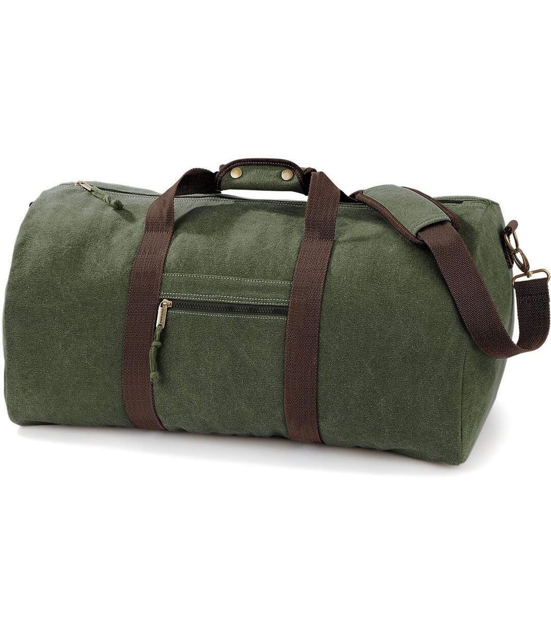 Sac de voyage toile look usé style vintage - vert militaire - QD613