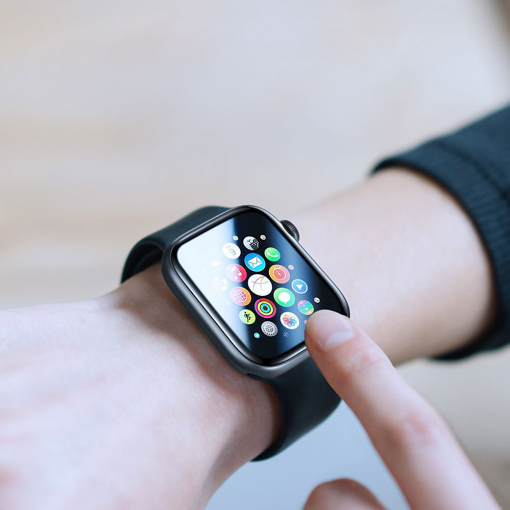 (2er Set) Apple Watch (40mm) Panzer Glas Display Schutz mit Rahmen - Schwarz