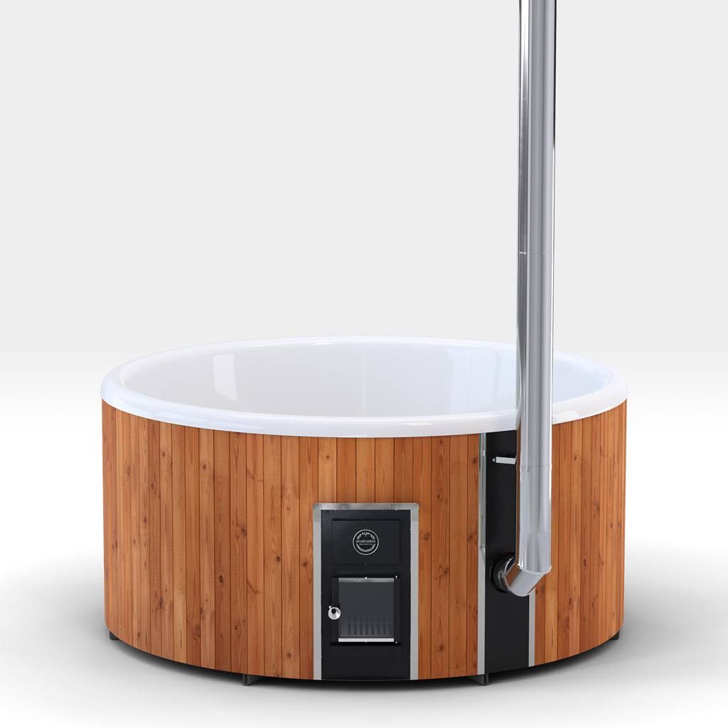 Hochwertiger holzbefeuerter Hot Tub aus Schweden Skargards Rojal Stand