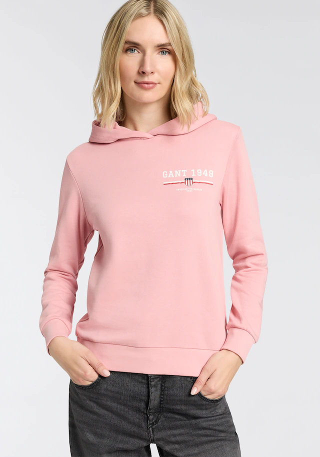 Gant Hoodie »REG GRAPHIC HOODIE«, gerippte Abschlüsse, Kapuze ohne Kordel
