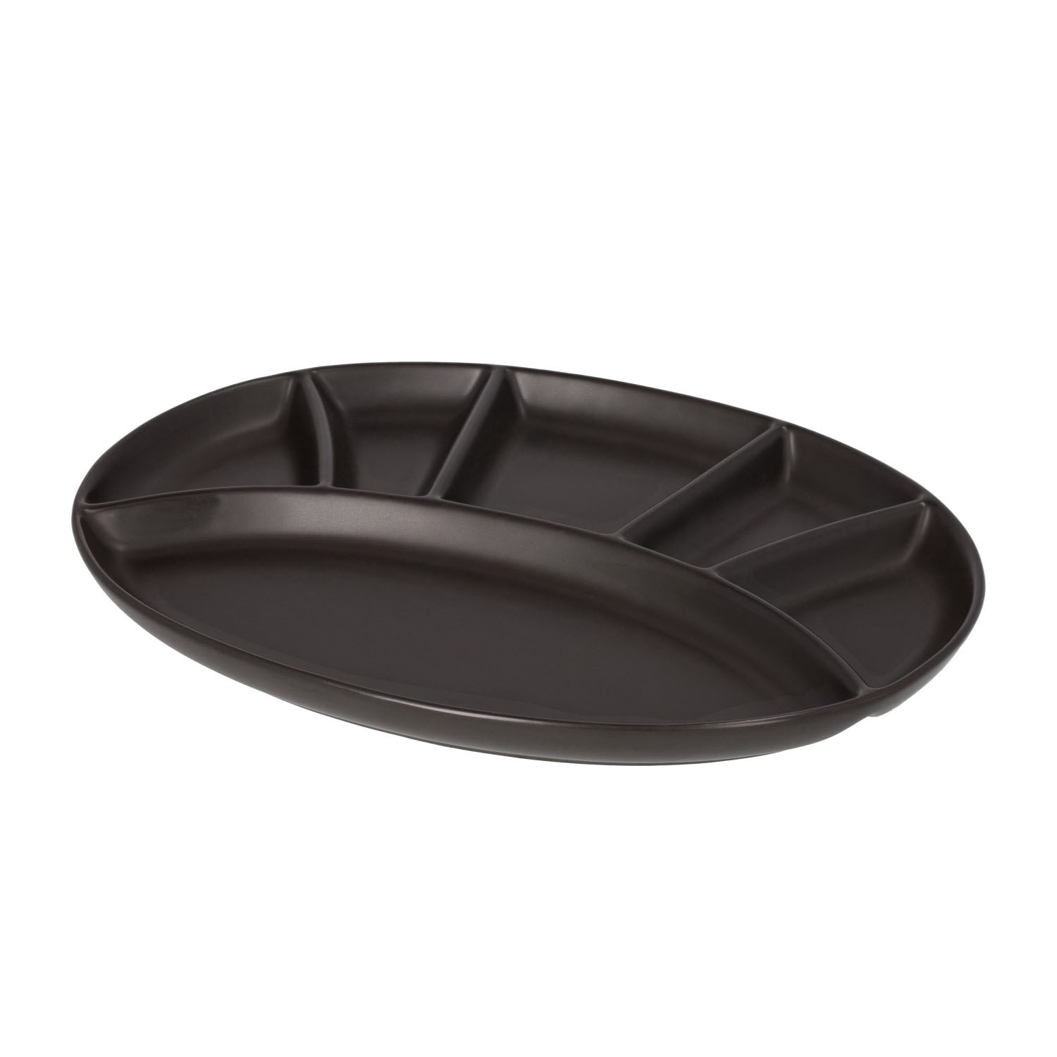 (30x21cm) 6-fach Keramik Fondue / Raclette Teller für Fleisch   Gemüse (308149) - Schwarz