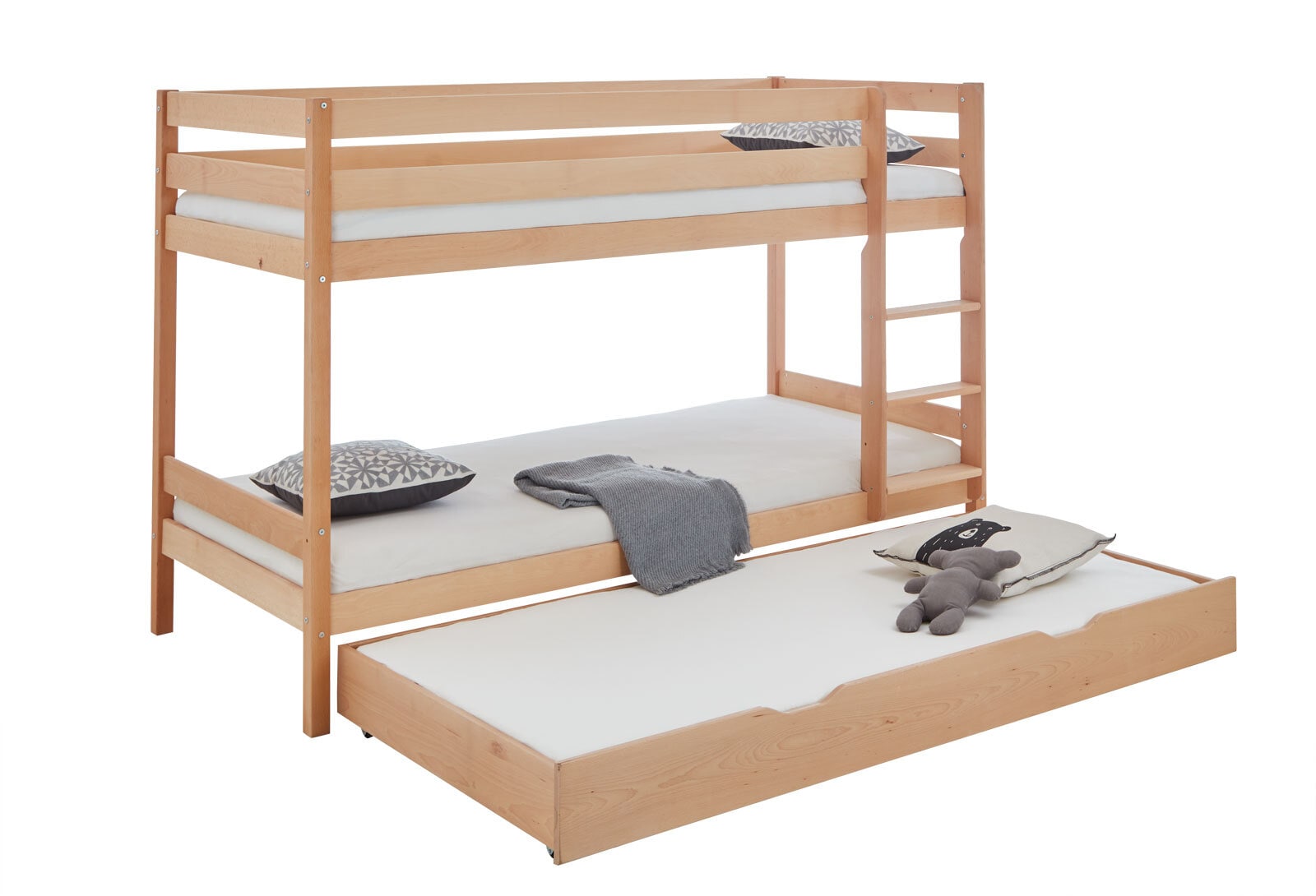 Etagenbett Lars 95,5x140x205,5 cm Buche massiv