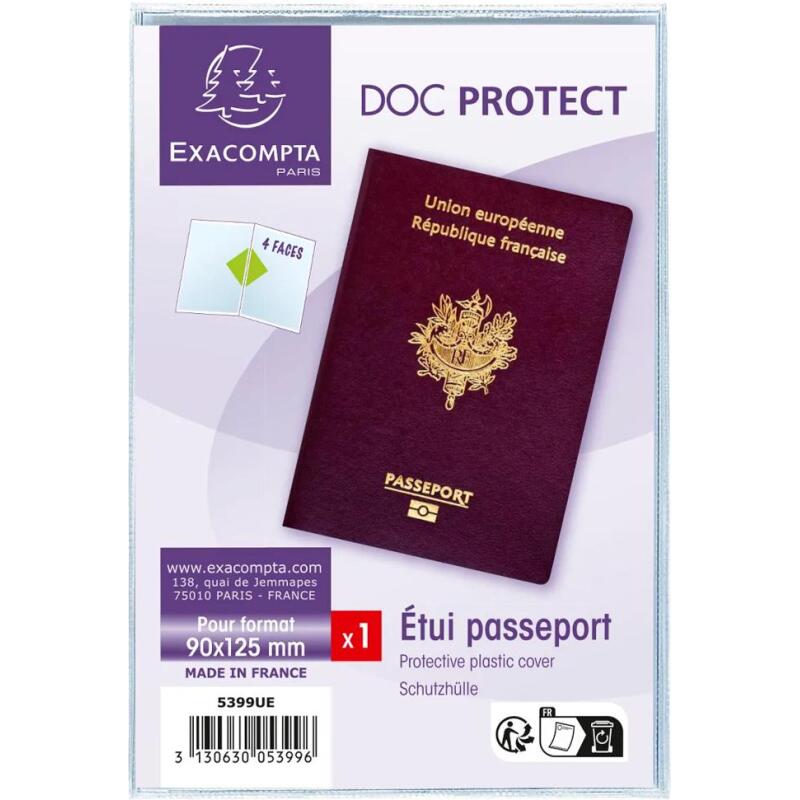 Etui de protection pour passeport 2 volets PVC lisse 20/100e - Cristal