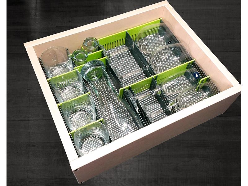 purvario Stauleisten für Schubladen 8-teilig, Steingrau/Lim Stauleisten