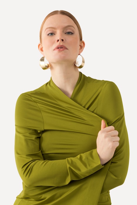 Slinkyjacke, offene Form, Schalkragen, Langarm