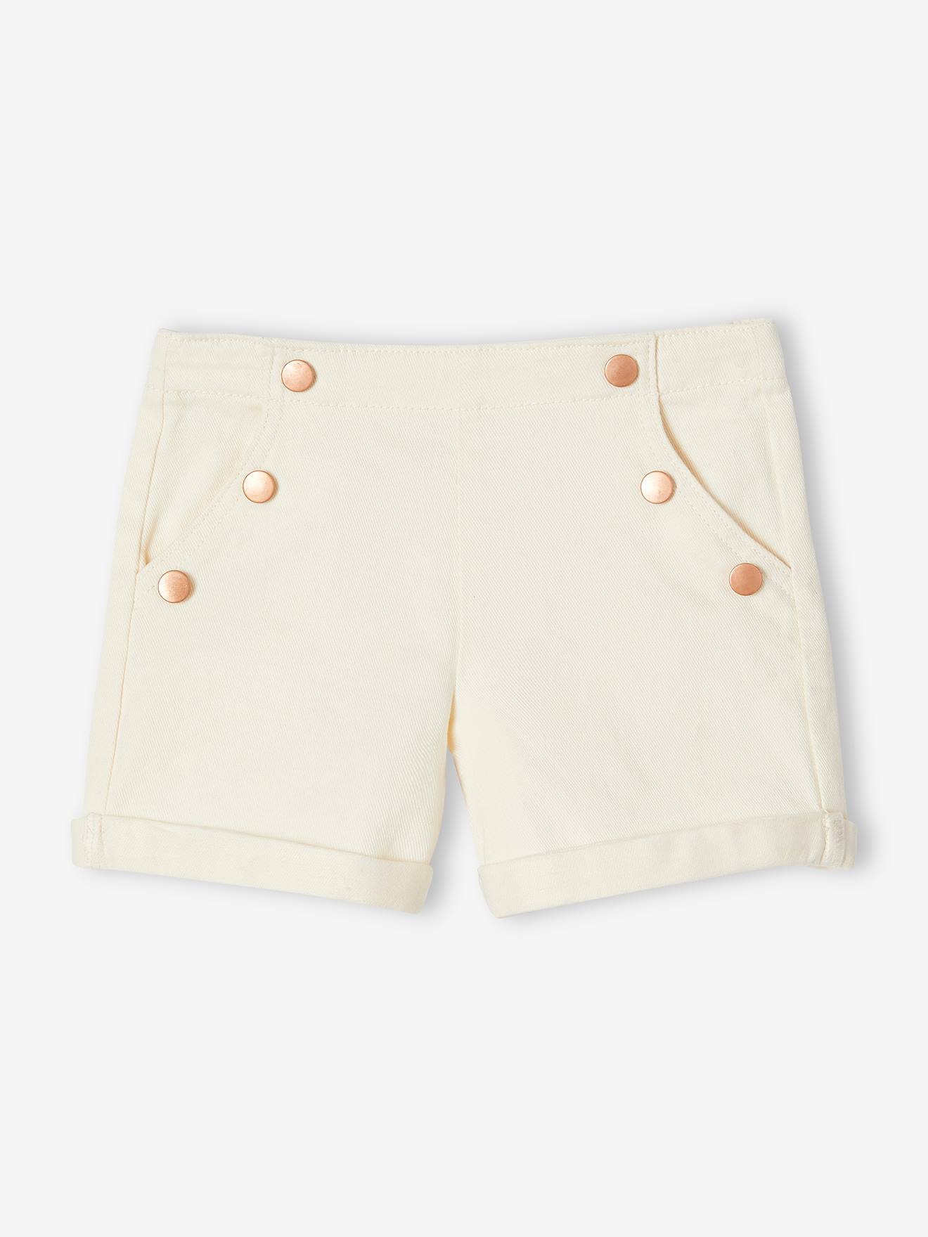 Shorts de tecido cru com efeito de ponte para meninas