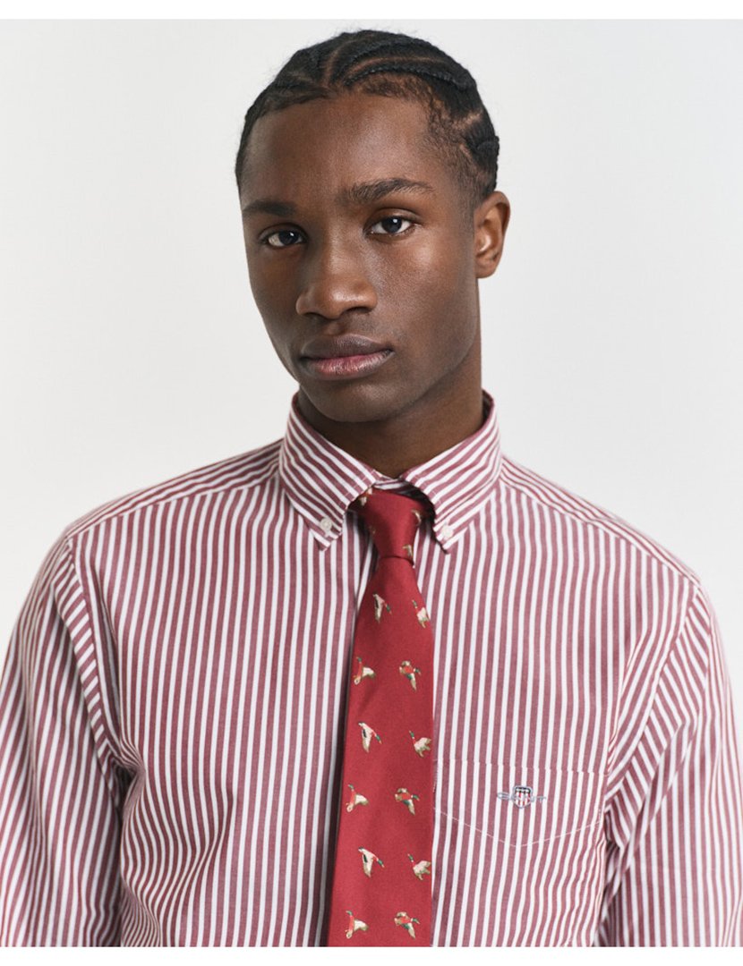 Classic Long Sleeve Striped Shirt Red