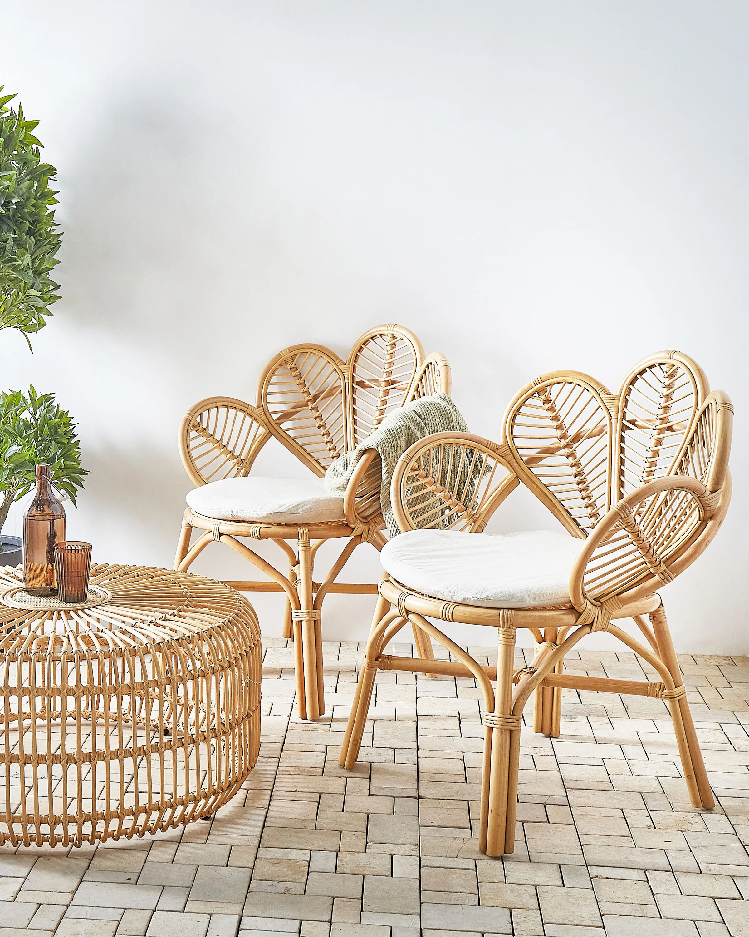 Set van 2 pauwenstoelen FLORENTINE II Rotan Natuurlijk