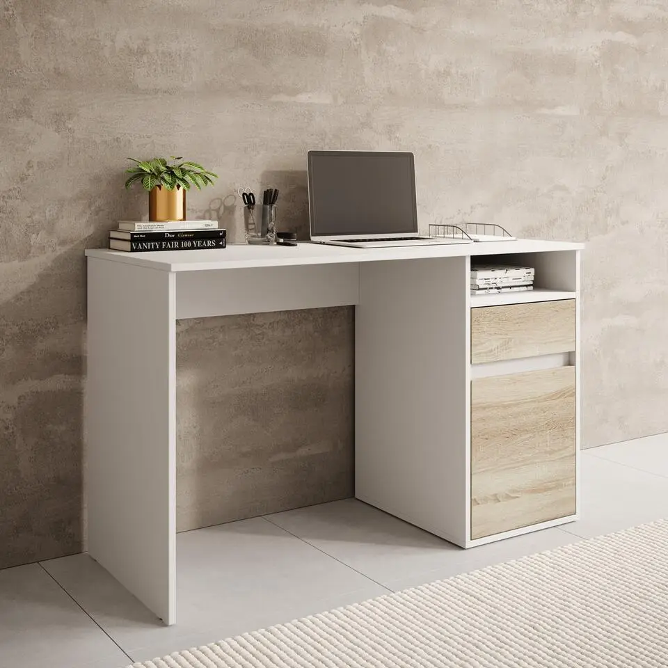 Meubella - Bureau Babot - Wit 2 - 120 cm