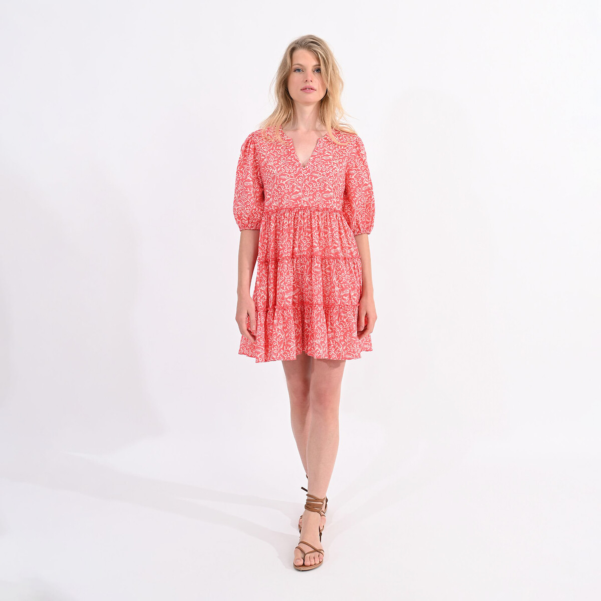 MOLLY BRACKEN<br>Vestido curto estampado com decote em V
