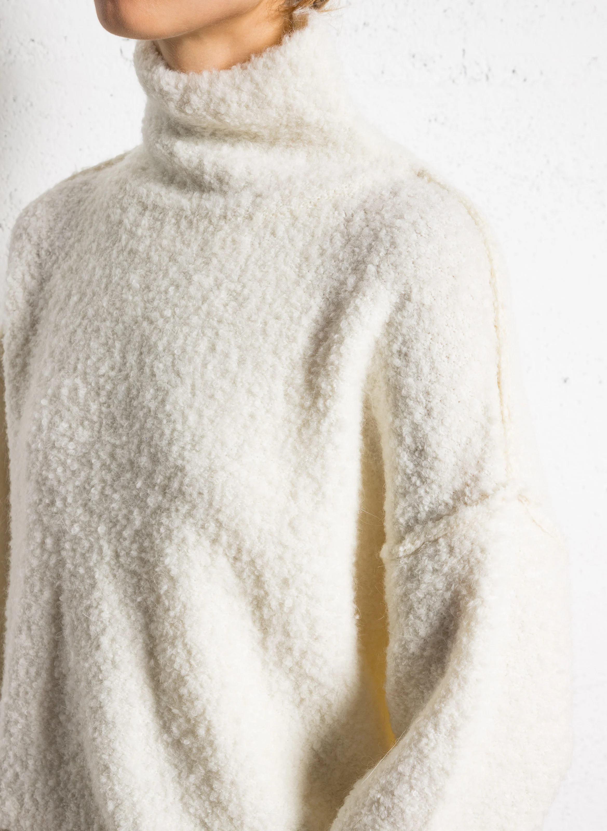 TELA - Pull col montant en sherpa| Blanc