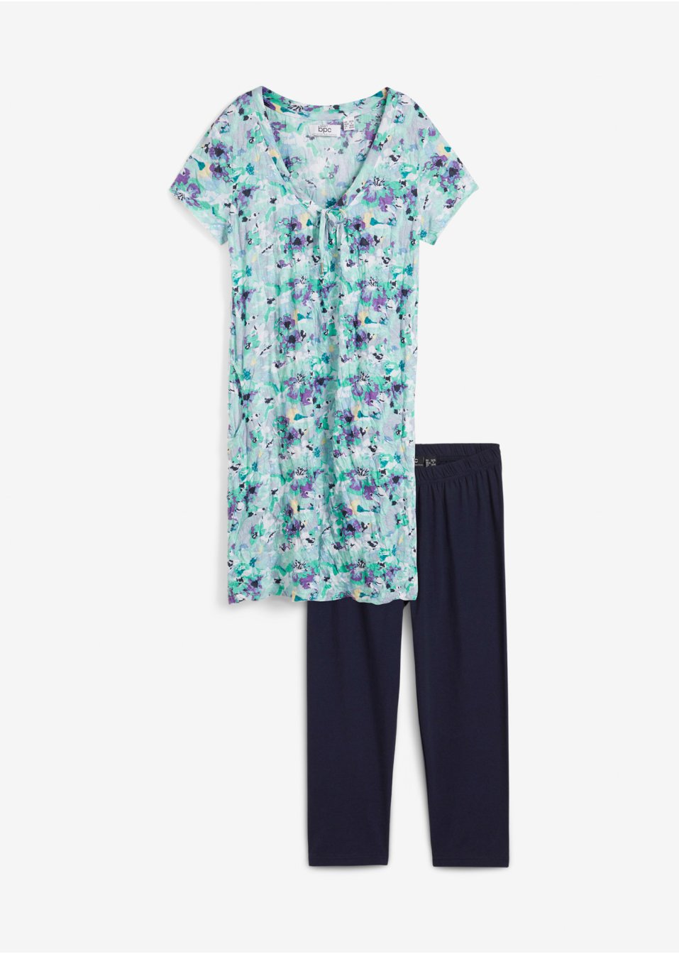 Tunique longue effet froissé et legging 3/4