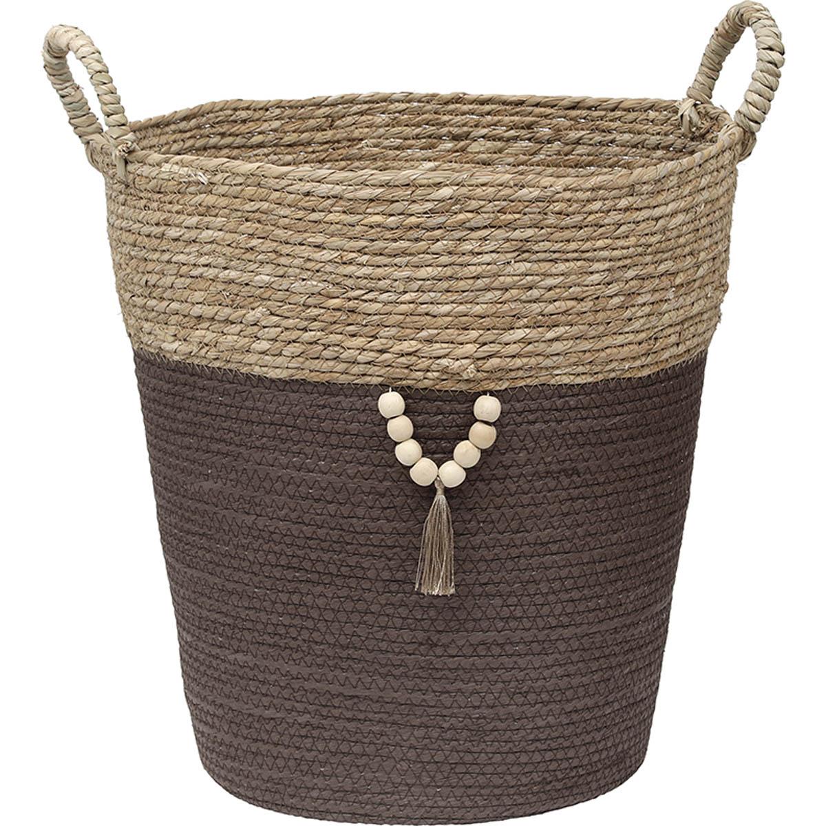 PANIERE RONDE GRAND MODELE D.45X40CM NATUREL TAUPE