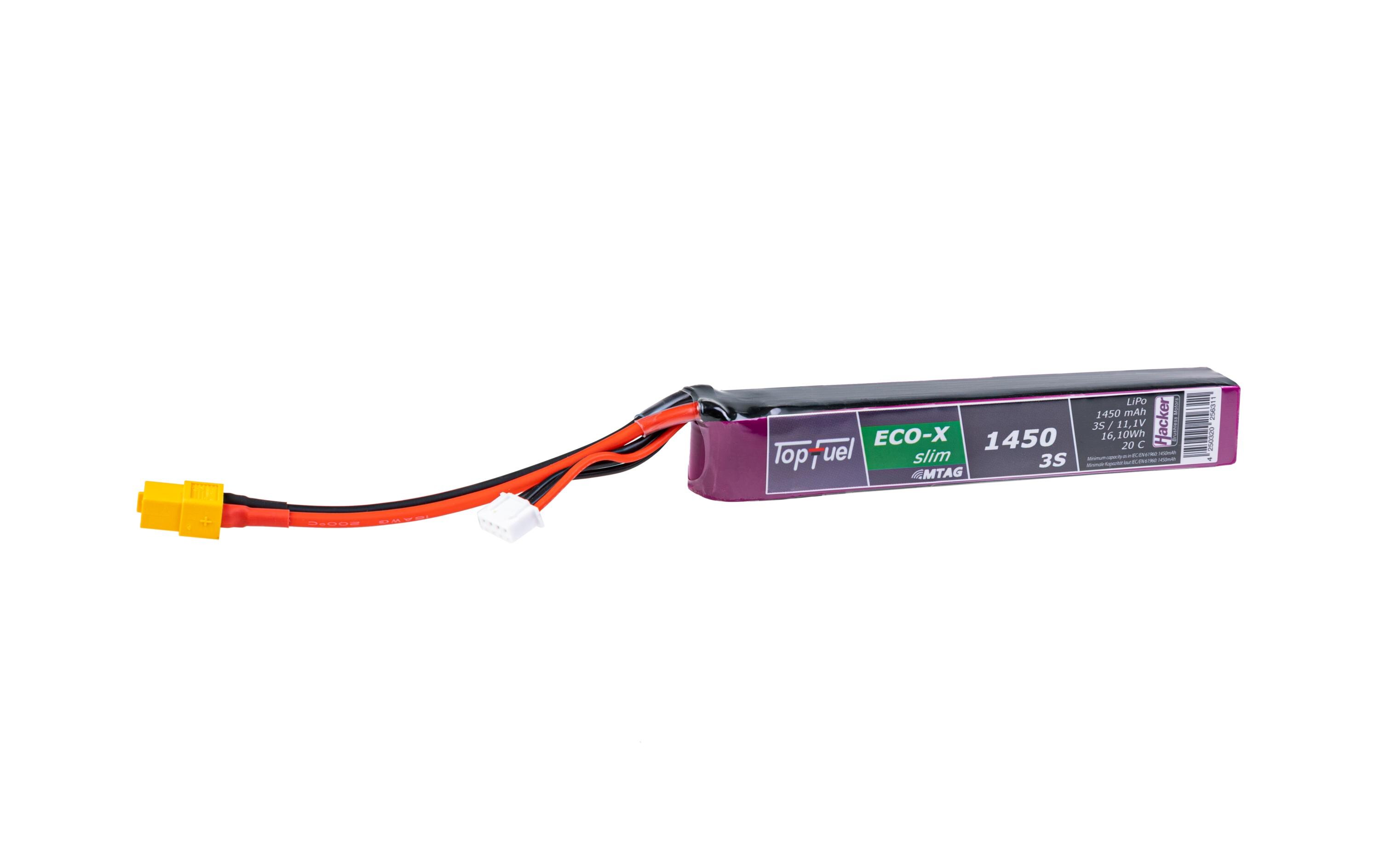 RC-Akku LiPo 1450 mAh 11.1 V 20C TopFuel ECO-X MTAGSlim 3S LiPo Akku für Flugmodelle