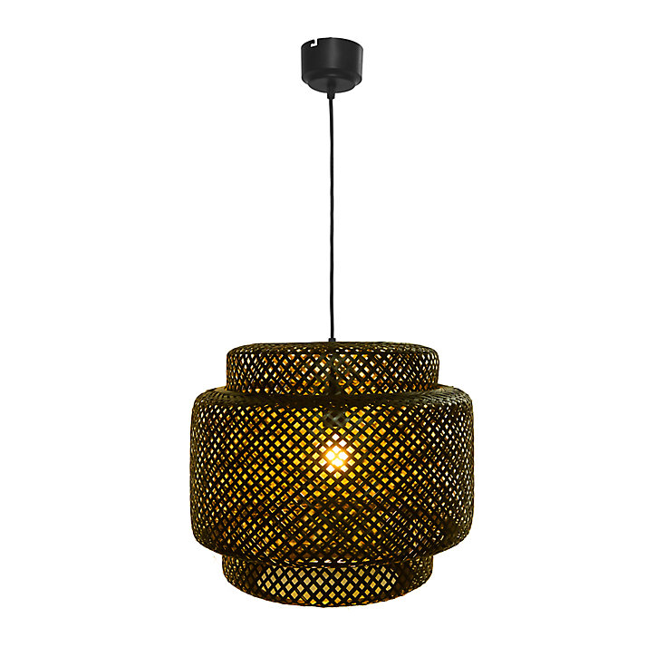 Suspension Clure bambou noir E27 42W IP20 Ø45cm GoodHome