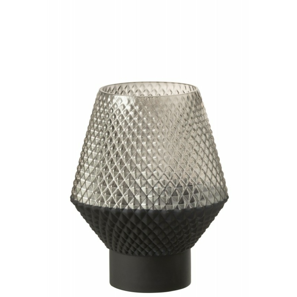 Vase avec motifs en verre gris 17x21cm