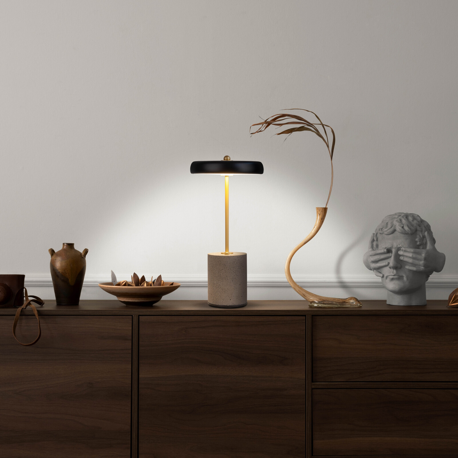 LED-Akku-Tischleuchte SETA - grau-schwarz - 30 cm Höhe